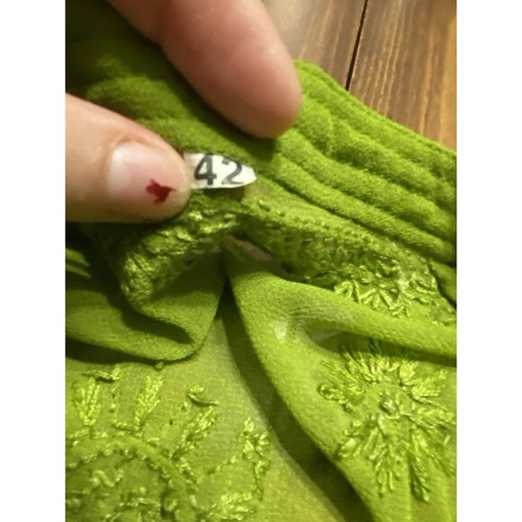 Women’s Medium Kaftan MIDI V Neck Sheer Tunic Top Boho Long Sleeve Dress Beach - Picture 6 of 16